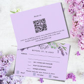 Lavendel violette bruiloft menu QR reactie RSVP