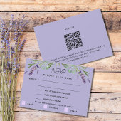 Lavendel violette bruiloft menu QR reactie RSVP
