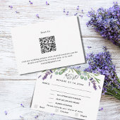 Lavendel violette bruiloft menu QR reactie RSVP