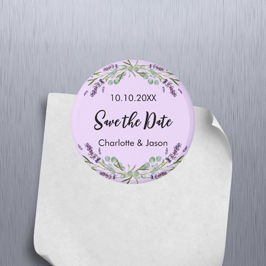 Lavendel violette bruiloft Save the Date magneet