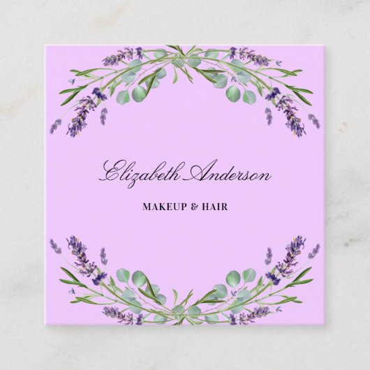 Lavendel violette eucalyptus groen QR-code Vierkante Visitekaartje (Voorkant)