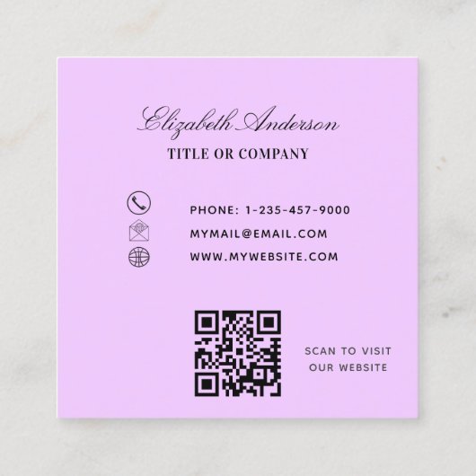 Lavendel violette eucalyptus groen QR-code Vierkante Visitekaartje (Achterkant)