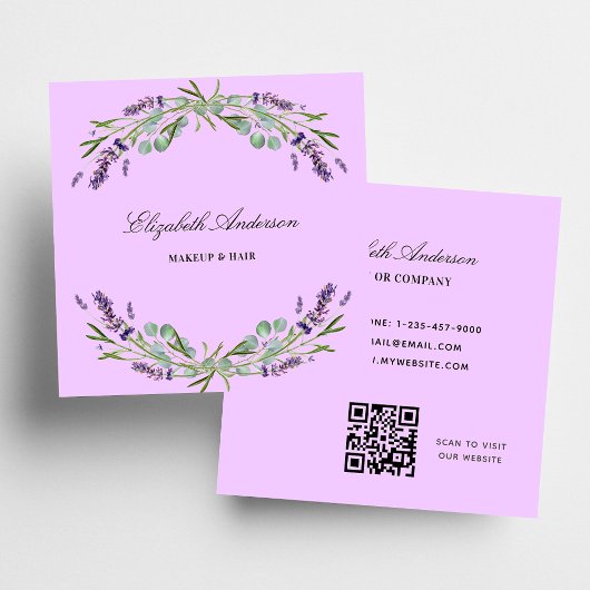 Lavendel violette eucalyptus groen QR-code Vierkante Visitekaartje