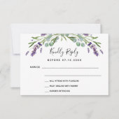 Lavendel violette groen bruiloft reactie RSVP Kaartje (Voorkant)