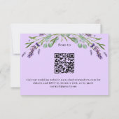 Lavendel violette groen QR bruiloft reactie RSVP Kaartje (Achterkant)