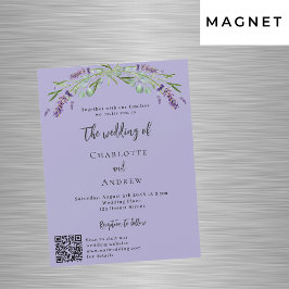 Lavendel violette groen QR details luxe bruiloft Magnetische Uitnodiging