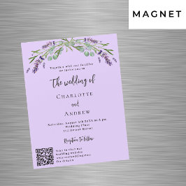 Lavendel violette groen QR details luxe bruiloft Magnetische Uitnodiging