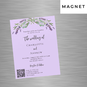 Lavendel violette groen QR details luxe bruiloft Magnetische Uitnodiging