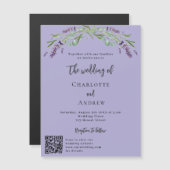 Lavendel violette groen QR details luxe bruiloft Magnetische Uitnodiging (Voorkant / Achterkant)