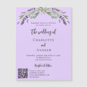 Lavendel violette groen QR details luxe bruiloft Magnetische Uitnodiging (Voorkant)