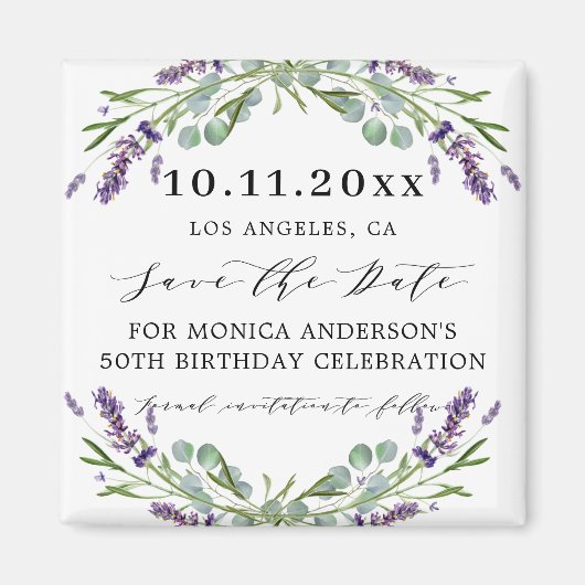 Lavendel violette groen verjaardag opslaan de datu magneet (Voorkant)