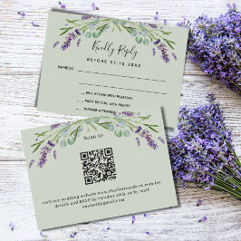 Lavendel violette groene QR bruiloft reactie RSVP