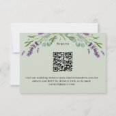 Lavendel violette groene QR bruiloft reactie RSVP (Achterkant)