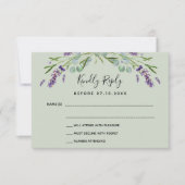 Lavendel violette groene QR bruiloft reactie RSVP Kaartje (Voorkant)