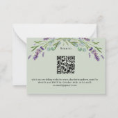 Lavendel violette groene QR bruiloft reactie RSVP Notitiekaartje (Achterkant)