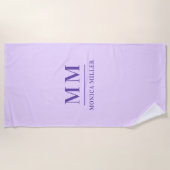 Lavendel violette monogram initialen naam strandlaken (Voorkant)
