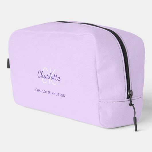 Lavendel violette monogram initialen naam toilettasje (Rechterhoek)