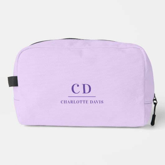 Lavendel violette monogram initialen naam toilettasje (Voorkant)