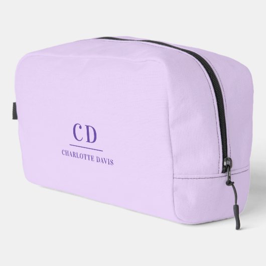 Lavendel violette monogram initialen naam toilettasje (Rechterhoek)