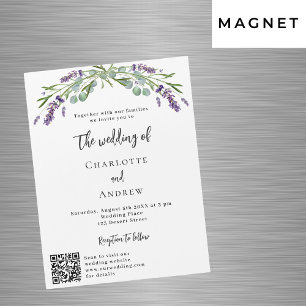Lavendel violette QR code details luxe bruiloft Magnetische Uitnodiging