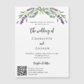 Lavendel violette QR code details luxe bruiloft Magnetische Uitnodiging (Voorkant)