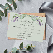 Lavendel violette salie groene bruiloft reactie RS RSVP Kaartje