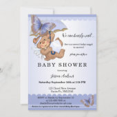 Lavendel Vlinder Beer Engel Baby shower Kaart (Voorkant)