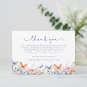 Lavendel vlinder bloemige sympathie dank u bedankkaart (Staand voorkant)