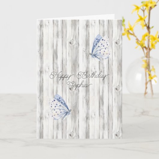 Lavendel Vlinder Droom Verjaardag Kaart (Gele Bloem)