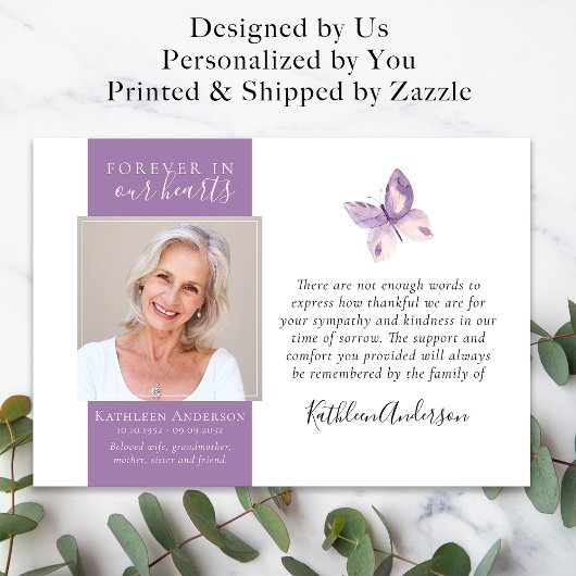 Lavendel vlinder foto begrafenis dank u kaarten