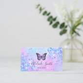 lavendel vlinder gesimuleerd chunky glitter visitekaartje (Staand voorkant)