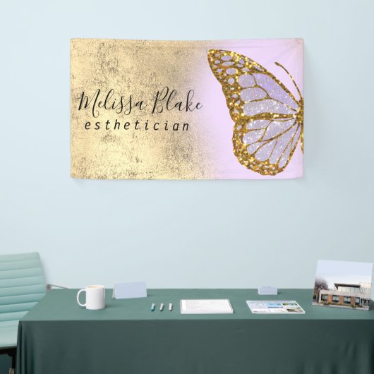 lavendel vlinder logo spandoek (Beurs)