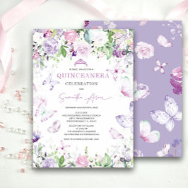 Lavendel Vlinder Thema Quinceanera Kaart