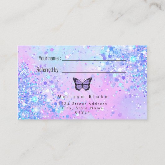 Lavendel vlinder verwijzen naar een vriend visitek visitekaartje (Achterkant)