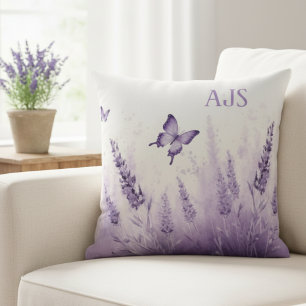 Lavendel Vlinder Waterverf Paars Kussen