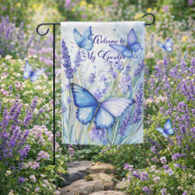 Lavendel Vlinder Welkom Tuin Vlag
