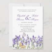 Lavendel Vlinders Botanische Bruiloft Kaart (Voorkant)