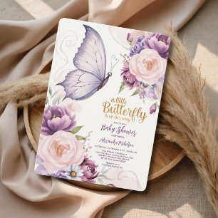 Lavendel Vlindertuin Baby Shower Kaart