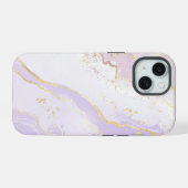 Lavendel Vloeibare Marmer iPhone 15 Case (Achterkant horizontaal)