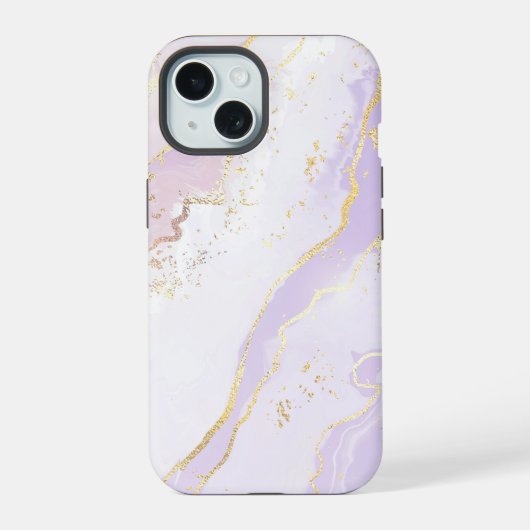 Lavendel Vloeibare Marmer iPhone 15 Case (Achterkant)