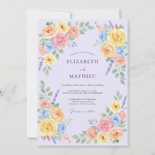 Lavendel Vreedzame Lente Bruiloft Kaart (Voorkant)