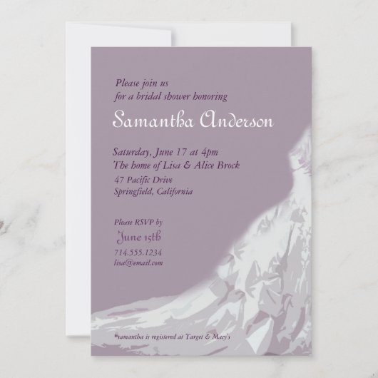 lavendel vrijgezellenfeest : bruidskop kaart (Voorkant)