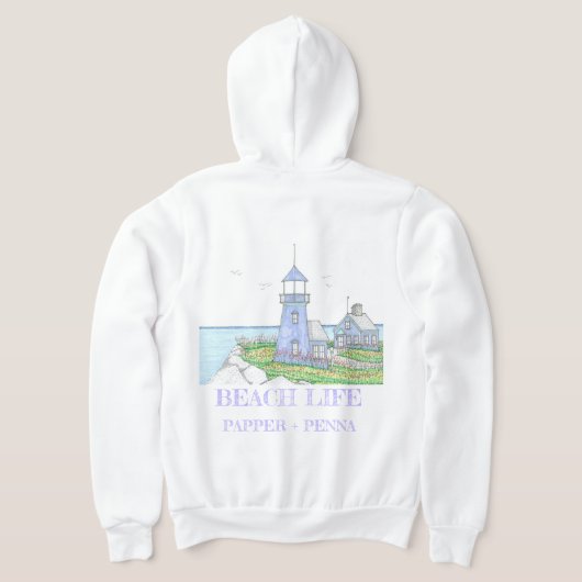 Lavendel Vuurtoren Zippered Hoodie (Laag Achter)