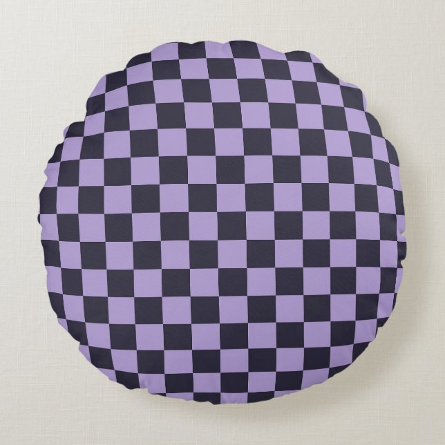 Lavendel waas dambordpatroon rond kussen (Voorkant)