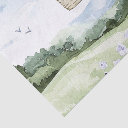 Lavendel warmluchtballon bloemige bruidsdouche tissuepapier (Detail)