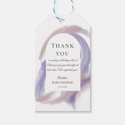 Lavendel Watercolor Abstract Verjaardag Cadeau Lab Cadeaulabel (Voorkant)
