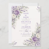 Lavendel Watercolor Save the Date Kaart (Voorkant)