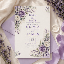 Lavendel Watercolor Save the Date Kaart