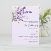 Lavendel watergekleurde bloemen violette bruiloft kaart (Staand voorkant)