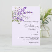 Lavendel watergekleurde bloemen violette bruiloft kaart (Staand voorkant)